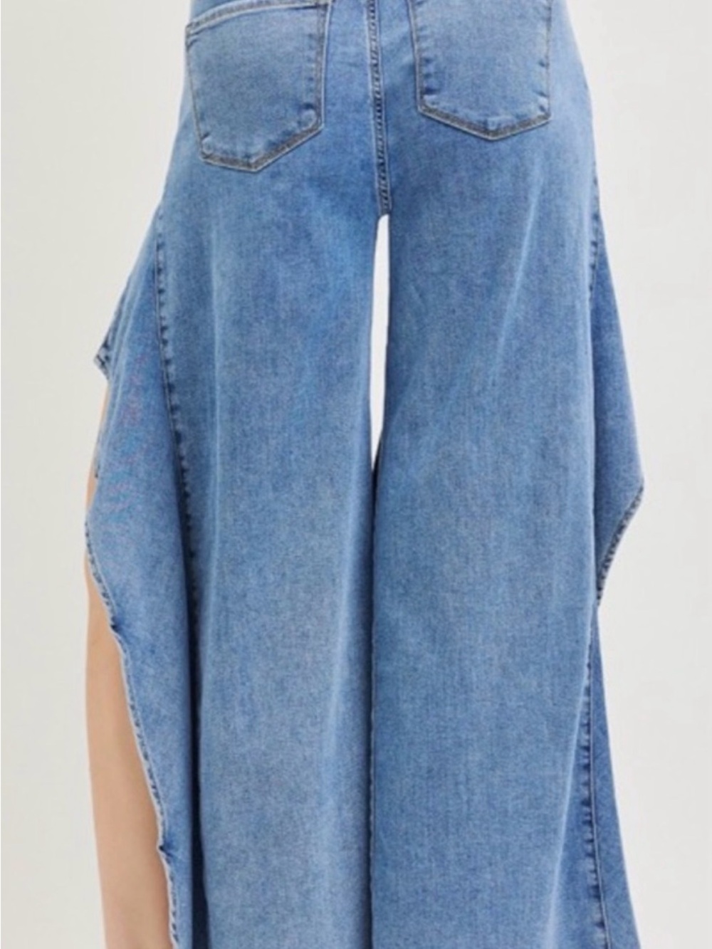 Risen Slouchy Wide Leg Ruffle Denim - Picture 3 of 3